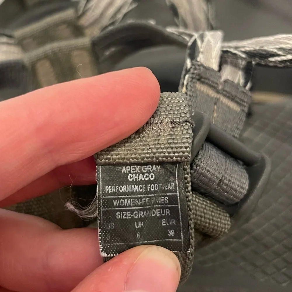 Chaco Women's Apex Gray Strappy Sandals US 8 Toe Loop Flats Outdoor Hiking - Picture 7 of 8